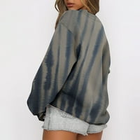 Fatuov Zimske pulover Dukseve za žene CREW CATCH Odjeća Grafički ispis Slatka dugi rukav sivi tops XXL
