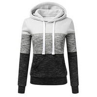 Ecqkame Ženska boja Blok Lagani džep zip-up hoodie jakna modna ženska kasuta dukseri duks patchwork