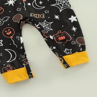 Kayotuas Novorođenčad Halloween odjeću Bat Candy Print Baby Boys Girls Romper Outfit sa šeširom