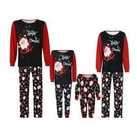 Xingqing Podrazumijeva porodica Božićne pidžame Postavite Ležerne prilike dugih rukava Santa Print Tops