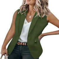 Glonme ženski prsluk bez rukava bez rukava Ležerne prilike reverska jakna za blejler Vojna zelena XL