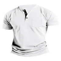 Zodanni muški ljetni vrhovi V izrez polo majica casual t majice Atletski pulover trčanje tee bijeli