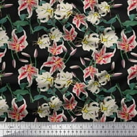 Limoi od lišća tkanine Soimoi Poly Georgette, & Lily cvjetni ispisani tkaninski dvorište širom