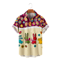 Muškarci i dječaci Uskršnja havajska majica Uskrsni print opušteni-fit casual gumb za print kratkih