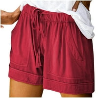 Ljetne kratke hlače za žensko čišćenje udobnog crteža SPLice casual elastični pojas u džepu, labavi