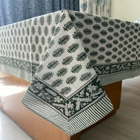 Juniper Green i bijeli indijski list Dizajn ručnog bloka za ručni blok tiskani stolnjak stol za stol
