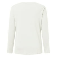 Akiigool Womens Plus veličine vrhova ženskih zimskih košulja zarez V izrez Bluze Dugi ručni rukav Tunički
