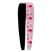 Vivianyo HD ženski modni ležerni džep za ispis elastičnih struka Hlače duge ravne hlače Dukserice ružičaste