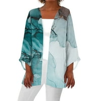 Cleance Women Trendy Print bluza s rukavima Cardigani labavi Ležerne prilike Comfy Soft Tops Light Blue