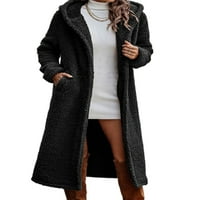 GLONME kaput s dugim rukavima za žene obične zimske kapute s kapuljačom otvorena prednja odjeća sa džepovima