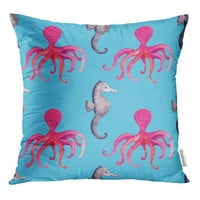 Vodeni konor crtani hobotnici morski konjski život na plavoj ručnoj bacaju jastučnicu za jastuk