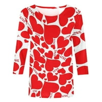 Valentines Dnevne košulje žene, ženski rukav vrhovi dressy heart tiskane majice okrugle vrat Ležerne