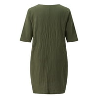 Košulje za žene pola rukava pamuk V izrez labav majica Green XXL