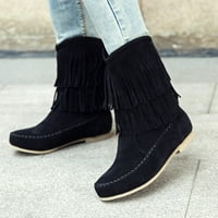 DMQupv Fall Boots Wople Wide Calf čizme Ravne zimske cipele Žene meke rubne čizme za žene sa petom Wide