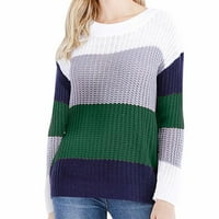 Vremenski džemperi za žene Stripe otisnute dugih rukava okrugli vrat Boja podudaranja puloverske duksere,