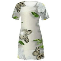 B91XZ maturalne haljine Žene Ljeto kratkih rukava kratkih rukava izrez Labava majica Haljina Ležerne