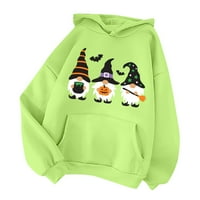 Apepal ženska paušastirsirt casual solidne boje Halloween Print plišani pulover dugih rukava dugih rukava,
