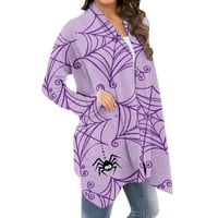 Ženske lagane jakne Halloween Print Cardigan Jacket Tops Purple XL