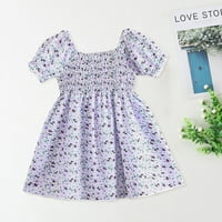 Rovga Toddler Djevojka haljina odjeća ljeto mala i srednja veličina Nova lisnata rukavica mala cvjetna