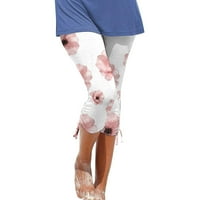 Ylioge Dame Floral Capri pantalone Stretchy Close Leg Ljeto Slim Fit High Squist hlače Izvlačenje Trendi