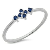 Kolekcija Dazzlingock 10k Round Cut Blue Sapphire Dame Bridal Angažiranje Obećaj prsten, bijelo zlato,