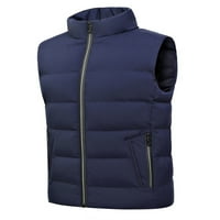 Prednjeg swalk mens Regular Fit Puffer Coat Fleece Desul Casual Jacket Vest Solid Boja Zimska topla odjeća sa džepovima Plava C M