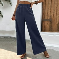qolati ženske hlače na širokim nogama casual elastične visokog struka udobne salonske hlače trendy solid