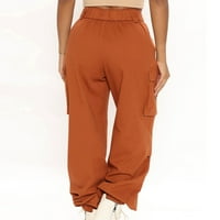 Ženske teretne hlače Visoki čekići na hlačama Y2K Vintage Loose Bagerg radne pantalone sa džepovima