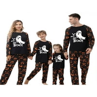 Peyakidsaa Halloween Podudaranje porodice Pajamas Glow u tamnom Ghost Ispis dugih rukava Hlače Loungewear