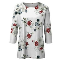 Ženski vrhovi Dužine rukavi čipke V izrez Boja blok Dressy Tops Trendy šuplje cvjetne bluze T košulje