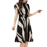 Maxi haljine za žene plus veličine Poslovni pojas O-izrez kratki rukav Dužina koljena ženske haljine