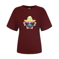 Uskršnje majice za žene Trendy Slatka GNOME Nošenje jaja Grafički grafički preveliki labavi fit vrhovi