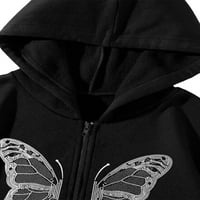 Liangchengmei Žene Zip Up Hoodie Y2K Butterfly Graphic s kapuljačom sa kapuljačom Srednja odjeća