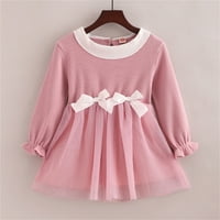 Ketyyh-Chn Girls haljine midi dugih rukava jesen casual sandress a-line haljina ružičasta, 110