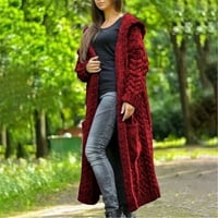 Ženska zimska čvrsta čvrstog pletenog kapuljača dugih kapuljača Džepni kaput, kupite jednu ili dvije