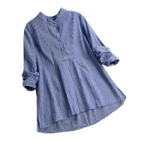 Ženska udobna elegantna košulja dugih rukava Trendi radna modna gumba Up V-izrez Dressy Peplum bluza