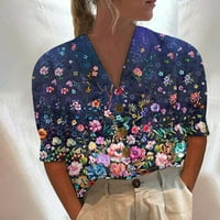 Cotonie Womens Pamučna majica od pola rukava Ležerne prilike Ležerne prilike na otvorenom V-izrezom
