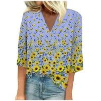 SKSLOEG T majice za žene Proljetne grafičke bluze Tee labave cvjetne tiskane košulje V TEE CATHLE TEES
