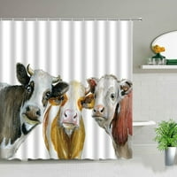Farm životinjski tuš Curtains Highland krave Lnspirationi citati cvjetni drveni odbor pozadina kupaonica