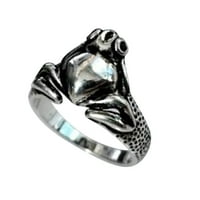 Mnjin zeleni retro crtani crtani oblik prstena zvona elegantan prsten za žene djevojke veličine srebrne