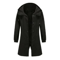 Petort Womenska jakna Zip up kaput s dugim rukavima mekan lagani zimski kaput crni, 3xl