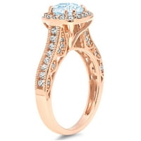 2.7ct okrugli rez plavi simulirani dijamant 14k 14k Gold Gold Anniverment HALO prsten veličine 3.5