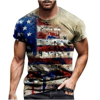 Clearsians Muške košulje 4. jula Američki majica za majicu kratkih rukava kratkih rukava kratkih rukava Khaki l
