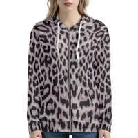 Suhoaziia Fall odjeća za žene veličine l seksi leopard print modni zip up dukseve jesen dugih rukava