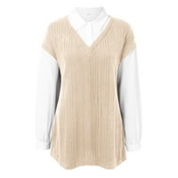 Bluze Akiigool Plus za žene DRESSY ženske košulje s dugim rukavima V COLLUS COLLARED s majice Dressy
