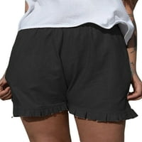 Bomotoo dame dno su čvrste boje kratke vruće hlače ruffled mini pantne casual ljeto plaža Hlače Black