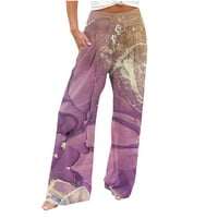 TUPHREGYOW ženske modne široke noge hlače sa nacrtanjem ležerne sa džepovima hlače plaža print vanjski