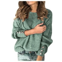Hueook Dukseri za žene plus veličine okrugli izrez Solid Boja pulover dugih rukava modni ležerni džemper