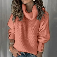 Ženski džemper sa dugim rukavima dugih rukava od punog boja Turtleneck Preveliki rebrasti rebrasti pulkvirski