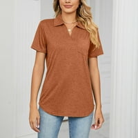 Žene Ljeto Loose Fit košulje mekani kratki rukav Čvrsta boja Tunic Tops osnovni rever V izrez svakodnevno